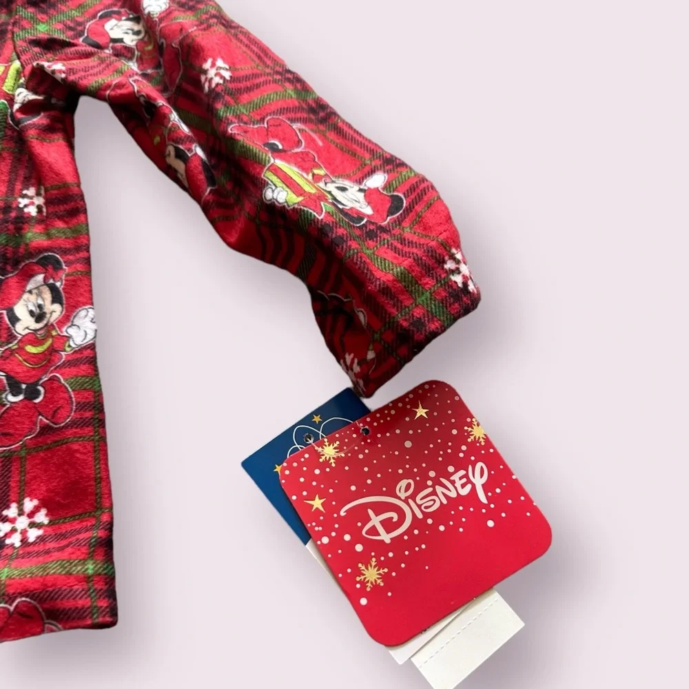 NWT Toddler Girl Disney Two Piece Pajama Set Plaid Minnie Mouse Winter Holiday